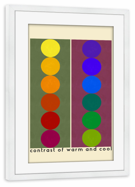 Poster mit Rahmen weiß "Kontrast von kühl und warm" artboxONE - Abstrakt