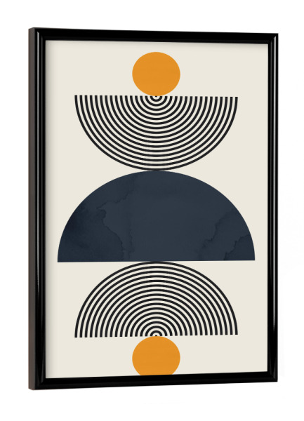 Poster mit schwarzem Rahmen "Aquarellkreise und Linien C" artboxONE - Abstrakt,Geometrie