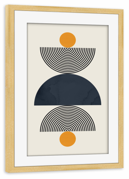 Poster mit Rahmen kiefer "Aquarellkreise und Linien C" artboxONE - Abstrakt,Geometrie