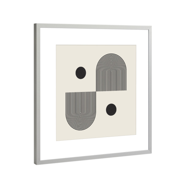 Poster mit Rahmen Silber "Aquarellkreise und Linien T" artboxONE - Abstrakt,Geometrie