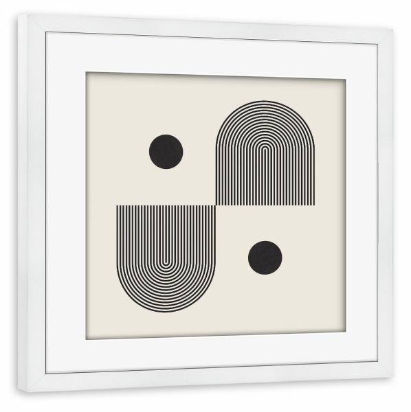 Poster mit Rahmen weiß "Aquarellkreise und Linien T" artboxONE - Abstrakt,Geometrie