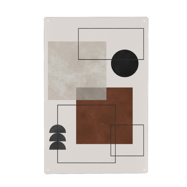 Metall Poster "Aquarellquadrate und -linien B" artboxONE - Abstrakt,Geometrie