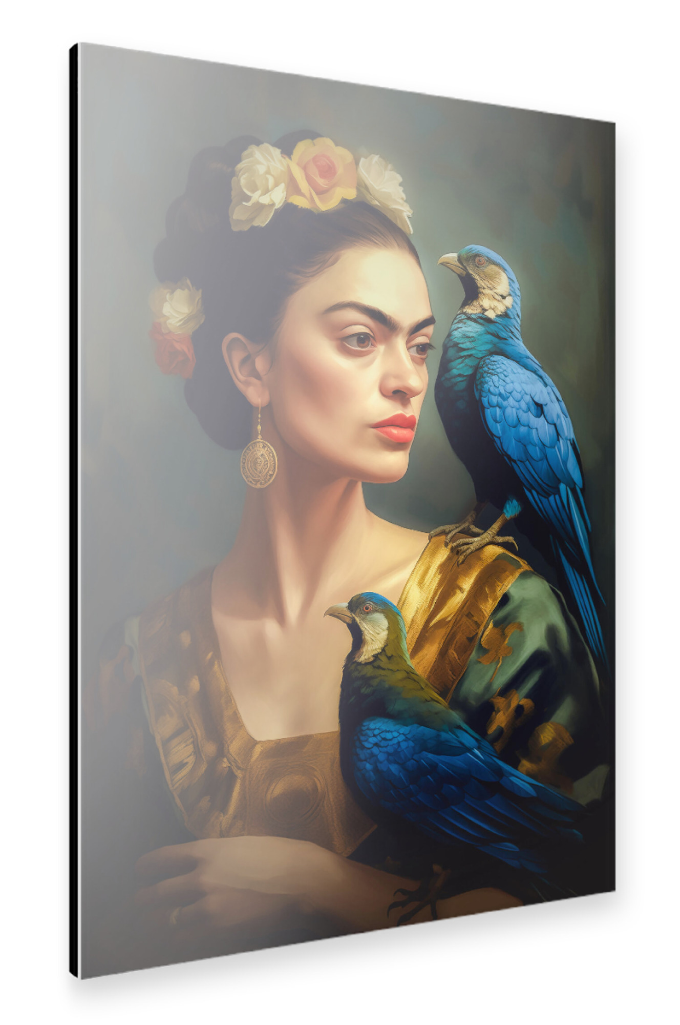 Alu-Dibond "Kahlo mit Vögeln" 75x50 cm artboxONE