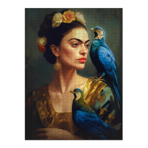 Puzzle Ravensburger "Kahlo mit Vögeln" artboxONE - Floral,Tiere,Menschen