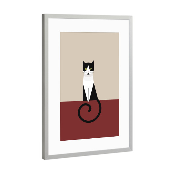 Poster mit Rahmen Silber "Coco als geometrische Katze" artboxONE - Tiere