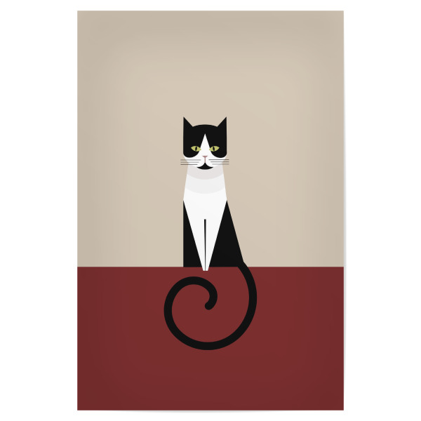 Poster "Coco als geometrische Katze" artboxONE - Tiere - Katze,Geometrie,Bauhaus,Smoking,Stil,Bauhaus-stil,Geometrisch,Abstrakte katze