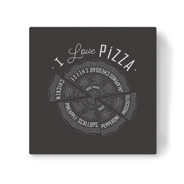 Leinwandbild "Illustration Liebe Pizza schwarz" artboxONE - Essen & Trinken