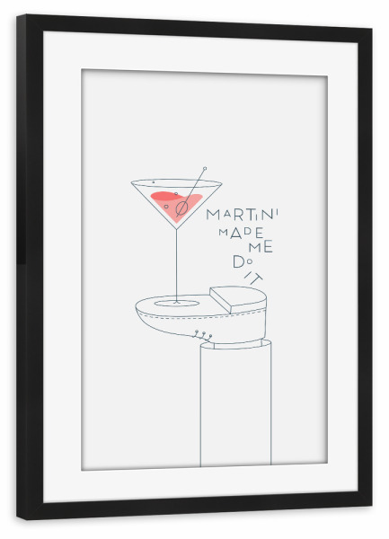 Poster mit Rahmen schwarz "Martini-Cocktailglas" artboxONE - Essen & Trinken,Essen & Trinken / Alkohol