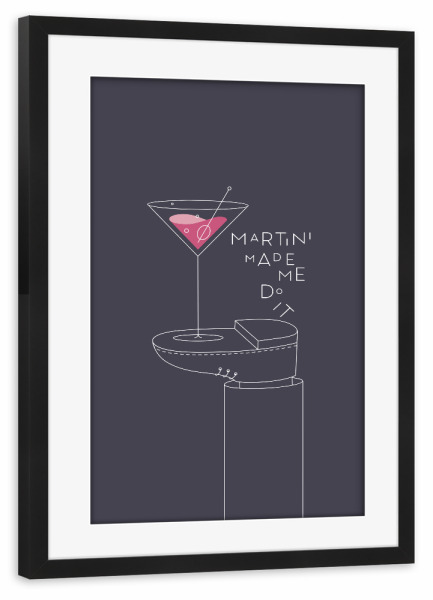 Poster mit Rahmen schwarz "Martini Cocktail glas dunkel" artboxONE - Essen & Trinken,Essen & Trinken / Alkohol