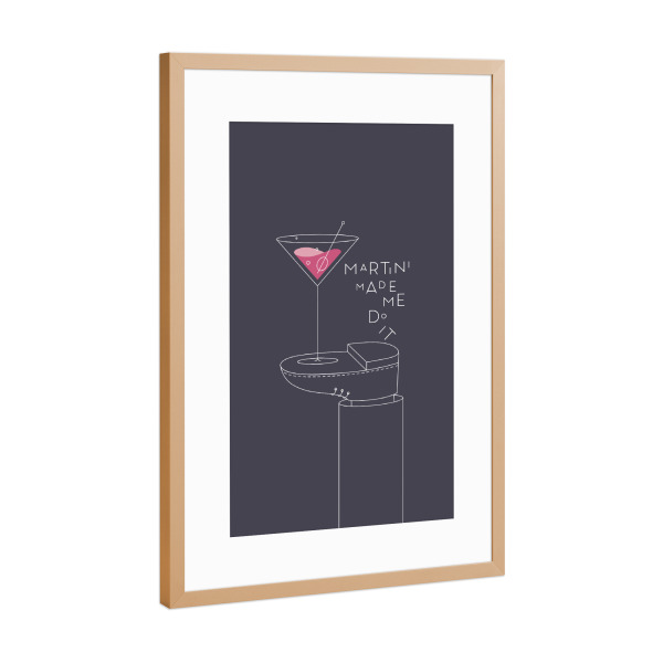 Poster mit Rahmen Kupfer "Martini Cocktail glas dunkel" artboxONE - Essen & Trinken,Essen & Trinken / Alkohol
