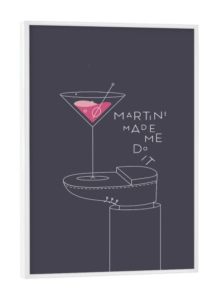 Poster mit weißem Rahmen "Martini Cocktail glas dunkel" artboxONE - Essen & Trinken,Essen & Trinken / Alkohol