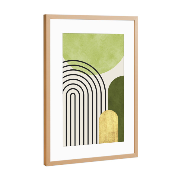 Poster mit Rahmen Kupfer "Aquarellkreise und Linien M" artboxONE - Abstrakt,Geometrie