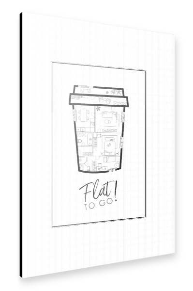 Alu-Dibond "To Go Cup Bauplan" 30x20 cm artboxONE