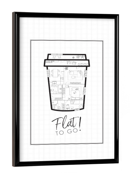 Poster mit schwarzem Rahmen "To Go Cup Bauplan" artboxONE - Essen & Trinken,Architektur