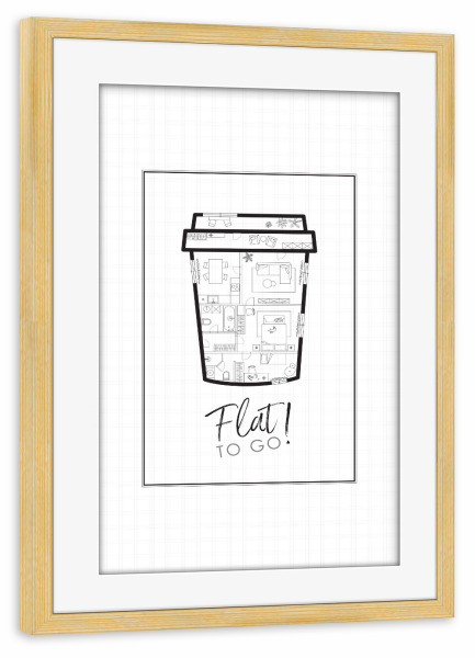 Poster mit Rahmen kiefer "To Go Cup Bauplan" artboxONE - Essen & Trinken,Architektur