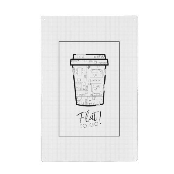 Metall Poster "To Go Cup Bauplan" artboxONE - Essen & Trinken,Architektur