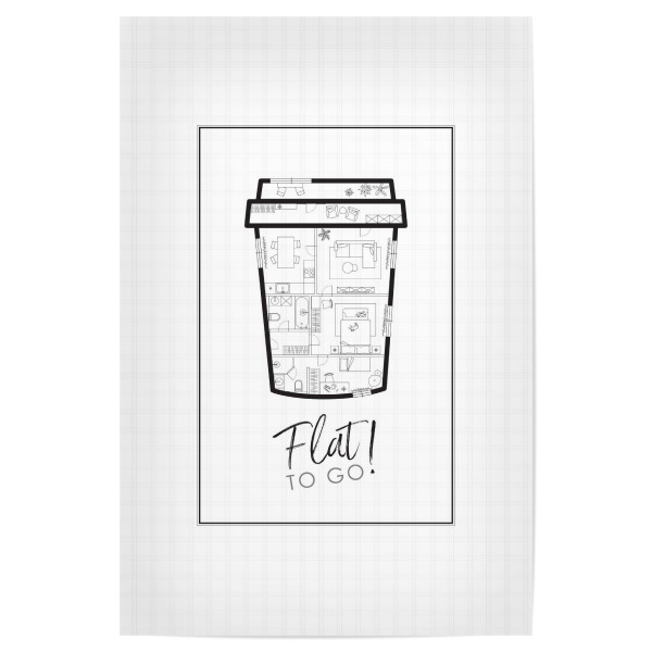 Poster "To Go Cup Bauplan" artboxONE - Essen & Trinken,Architektur