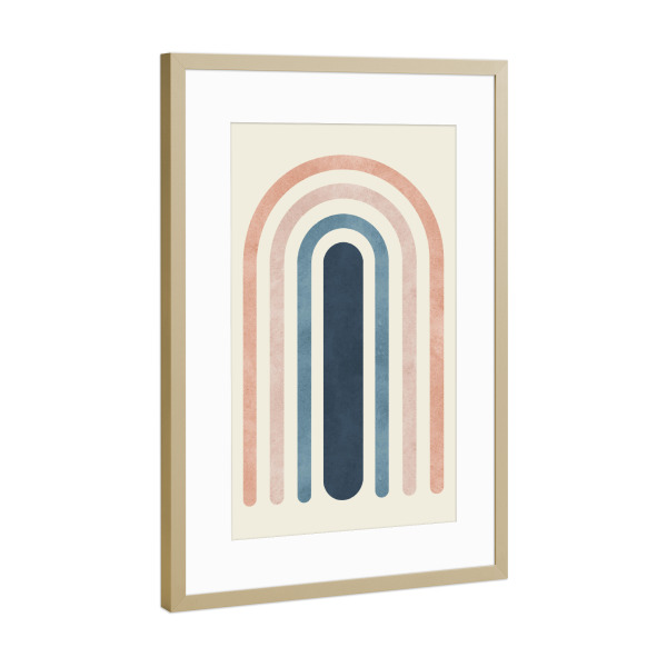Poster mit Rahmen Gold "Aquarellkreiskomposition D" artboxONE - Abstrakt,Geometrie