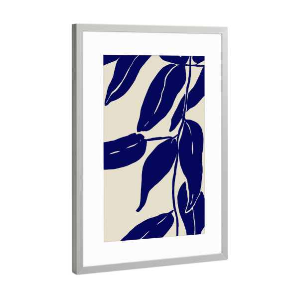 Poster mit Rahmen Silber "Blue Leafs" artboxONE - Natur,Abstrakt,Für Mama