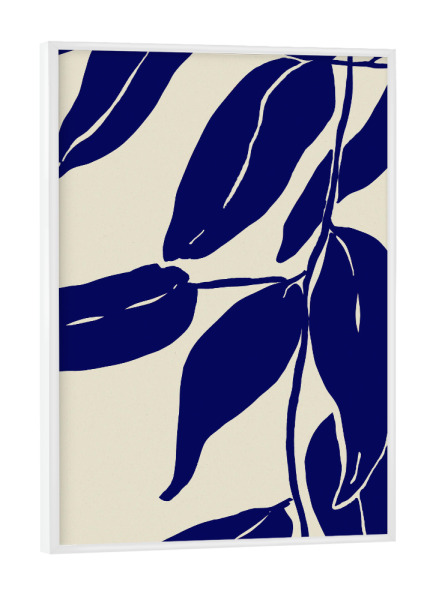 Poster mit weißem Rahmen "Blue Leafs" artboxONE - Natur,Abstrakt,Für Mama