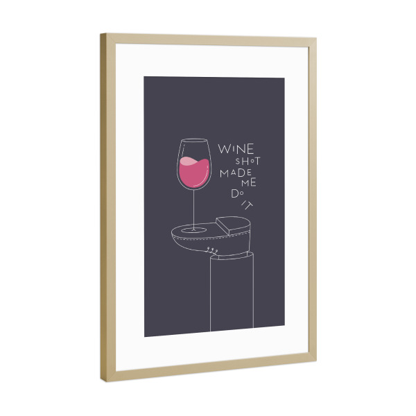 Poster mit Rahmen Gold "Wein Glas dunkel" artboxONE - Essen & Trinken,Essen & Trinken / Alkohol