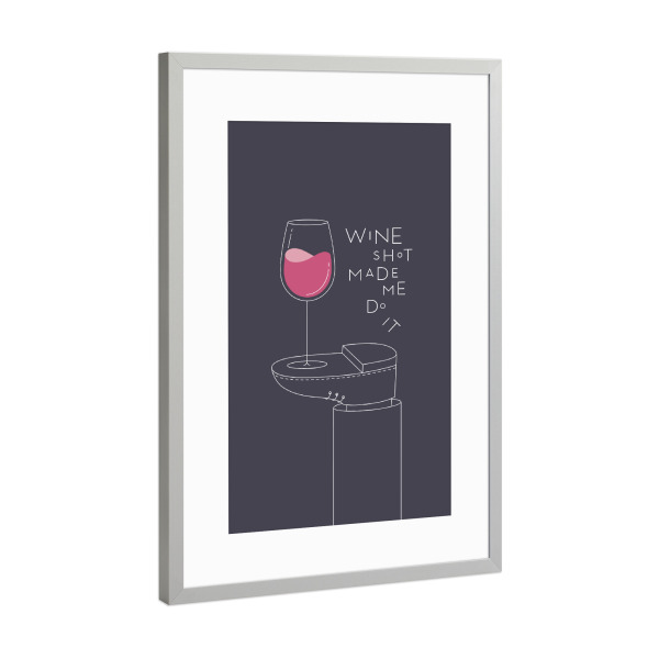 Poster mit Rahmen Silber "Wein Glas dunkel" artboxONE - Essen & Trinken,Essen & Trinken / Alkohol