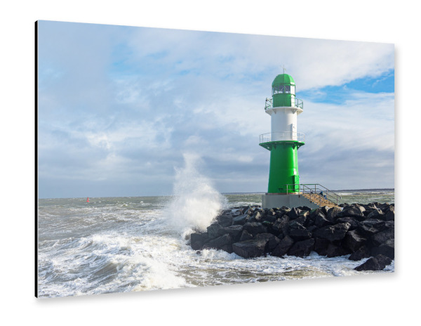 Alu-Dibond "Wellen, Meer, Mole, Wolken" 30x20 cm artboxONE