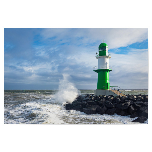 Poster "Wellen, Meer, Mole, Wolken" artboxONE - Natur,Reise,Architektur,Reise / Strand und Meer