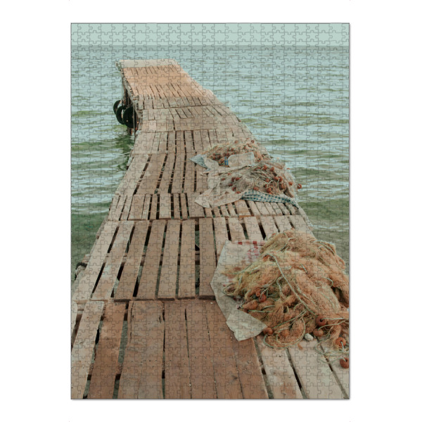 Puzzle Ravensburger "Vintage-Pier" artboxONE - Natur,Reise,Reise / Strand und Meer - Pier,Jahrgang,Ruine,Retro,Ozean,Meer,Strand,Sommer - Bild pier