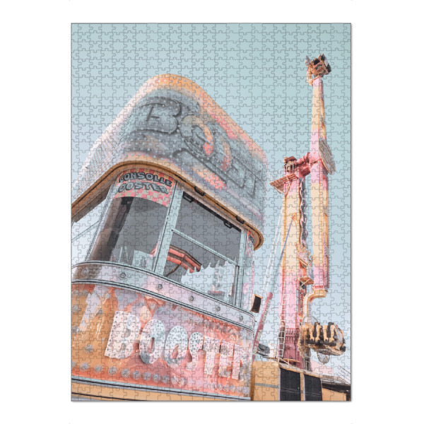 Puzzle Ravensburger "Vintage-Vergnügungspark" artboxONE - Abstrakt - Vintage,Vergnügungspark,Karussell,Booster,Retro,Lustig,Rosa - Bild vintage