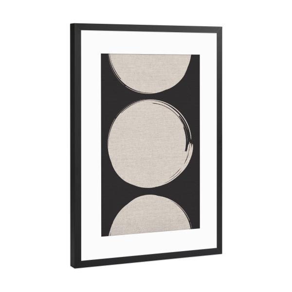 Poster mit Rahmen Schwarz (Metallic) "Drei Monde" artboxONE - Abstrakt,Geometrie - Geometrie,Geometrisch,Form,Kreisförmig,Mond,Abstrakt,Minimal,Bw
