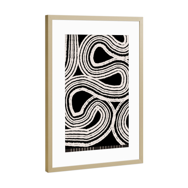 Poster mit Rahmen Gold "Abstrakte BW-Malerei" artboxONE - Abstrakt,Schwarzweiß