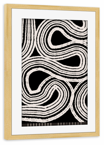 Poster mit Rahmen kiefer "Abstrakte BW-Malerei" artboxONE - Abstrakt,Schwarzweiß