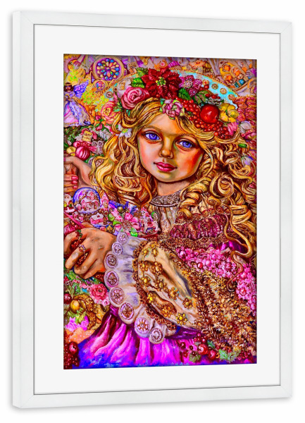 Poster mit Rahmen weiß "Weihnachtsdeko-Engel" artboxONE - Weihnachten - Yumi sugai,Engel,Weihnachten,Baum,Weihnachtsdekoration,Kunst,Fantasie,Religion