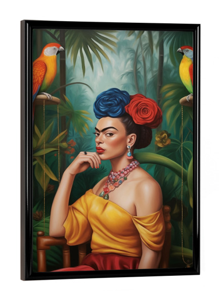 Poster mit schwarzem Rahmen "Frida Tropical" artboxONE - Floral,Tiere,Menschen