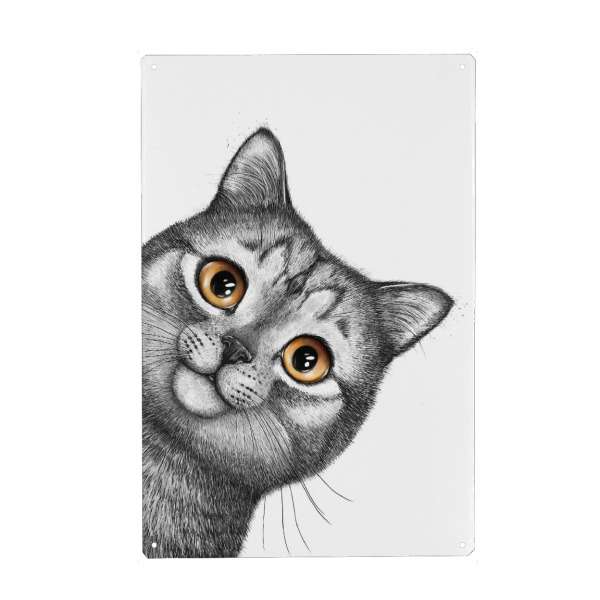 Holzbild "Graue Katze" artboxONE - Für Kinder,Tiere,Comic,Für Mama,Lustig