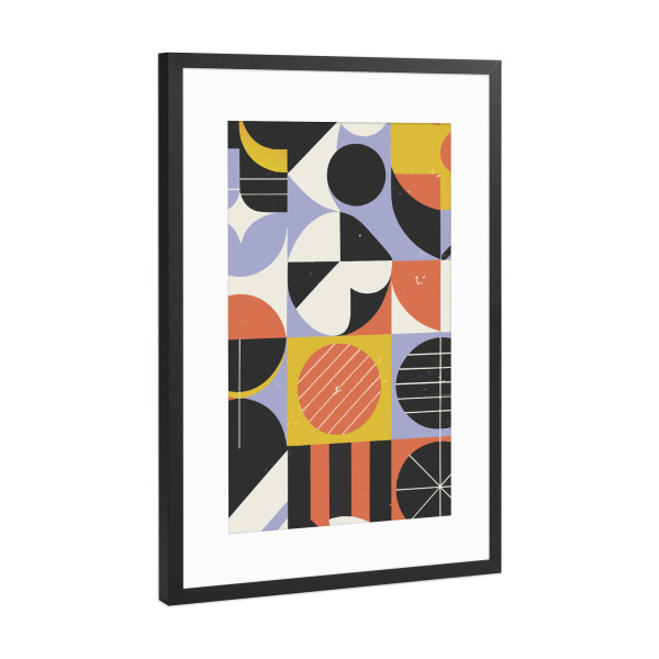Poster mit Rahmen Schwarz (Metallic) "Purple geometric abstract" artboxONE - Abstrakt,Geometrie