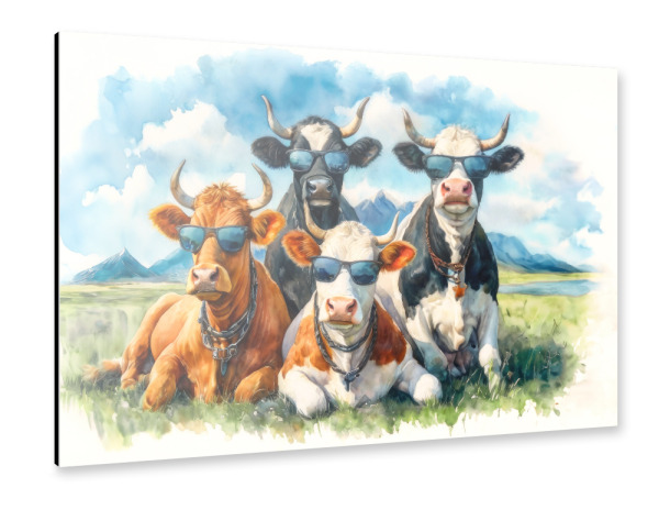 Alu-Dibond "Coole Kühe" 30x20 cm artboxONE