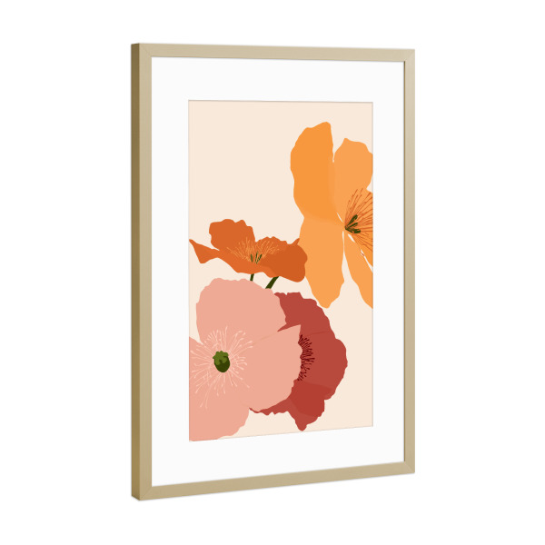 Poster mit Rahmen Gold "Herbstliche Wildblumen" artboxONE - Floral