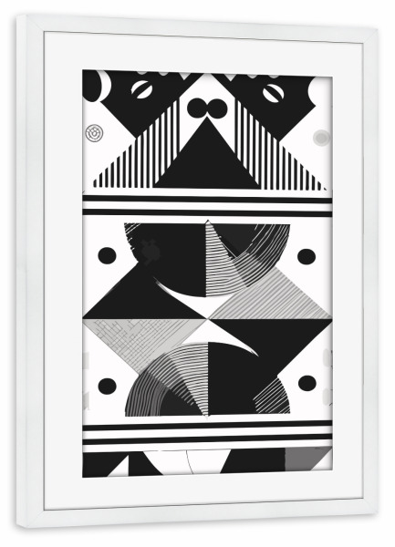 Poster mit Rahmen weiß "Abstract geometric triangles" artboxONE - Abstrakt,Schwarzweiß,Geometrie