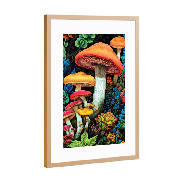 Poster mit Rahmen Kupfer "Pilze C" artboxONE - Natur,Floral - Pilze,Flora,Baum,Wald,Blätter,Natur,Botanisch