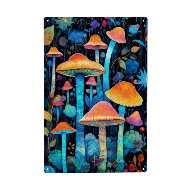Metall Poster "Pilze E" artboxONE - Natur,Floral - Pilze,Flora,Baum,Wald,Blätter,Natur,Botanisch - Blechschild