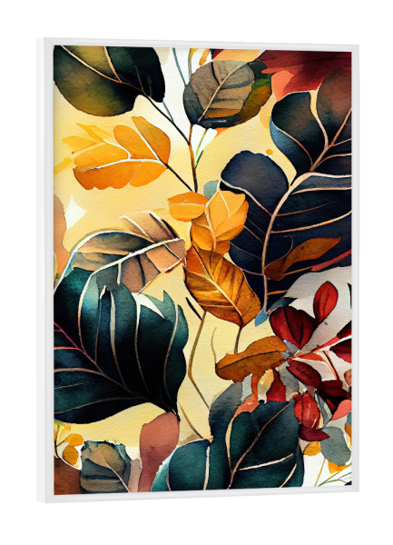 Poster mit weißem Rahmen "Aquarellblätter C" artboxONE - Natur,Floral - Aquarell,Blatt,Blätter,Natur,Botanisch,Blumen