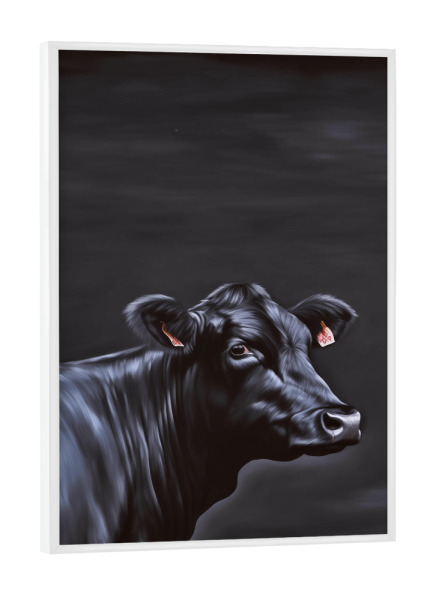 Poster mit weißem Rahmen "Schwarzes Rind" artboxONE - Tiere,Abstrakt