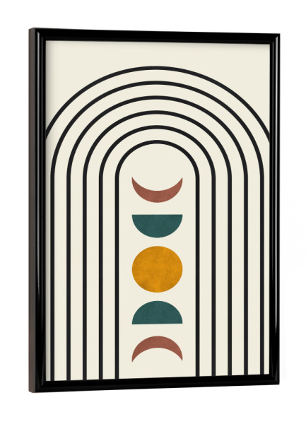 Poster mit schwarzem Rahmen "Aquarelllinien und Kreise A" artboxONE - Abstrakt,Geometrie