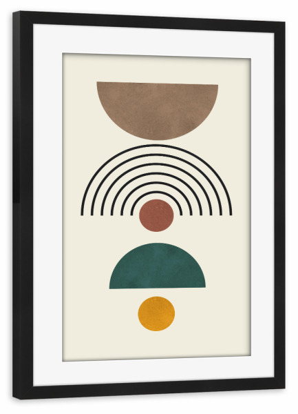 Poster mit Rahmen schwarz "Aquarelllinien und Kreise C" artboxONE - Abstrakt,Geometrie