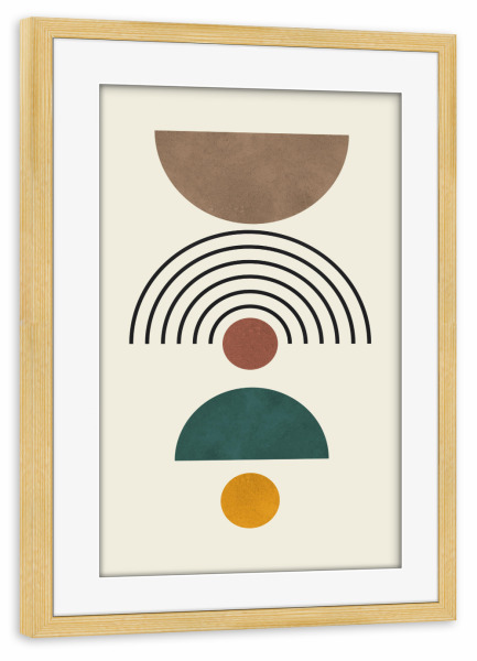 Poster mit Rahmen kiefer "Aquarelllinien und Kreise C" artboxONE - Abstrakt,Geometrie