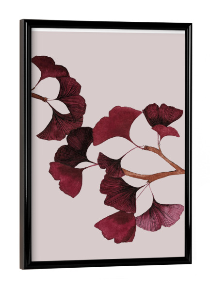 Poster mit schwarzem Rahmen "Roter Ginko" artboxONE - Natur,Floral,Für Mama