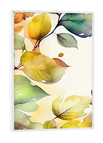 Poster mit weißem Rahmen "Aquarellblätter D" artboxONE - Natur,Floral - Aquarell,Blatt,Blätter,Natur,Botanisch,Blumen