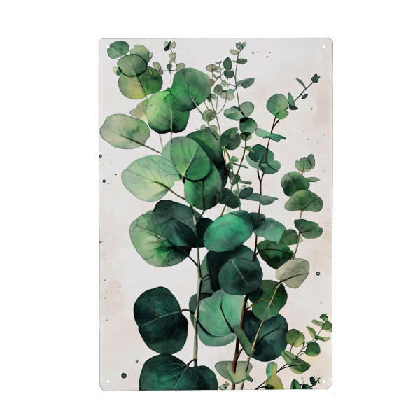 Metall Poster "Aquarellblätter F" artboxONE - Natur,Floral - Aquarell,Blatt,Blätter,Natur,Botanisch,Blumen - Blechschild